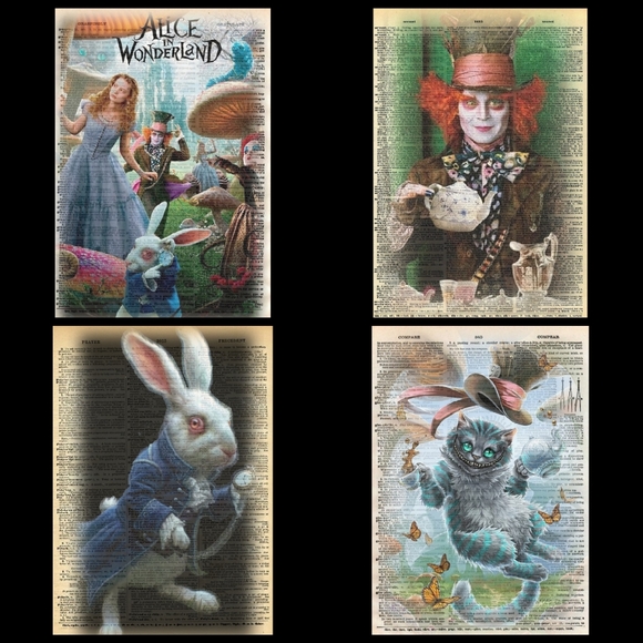 Other | Alice In Wonderland Dictionary Book Page Art Decor | Poshmark